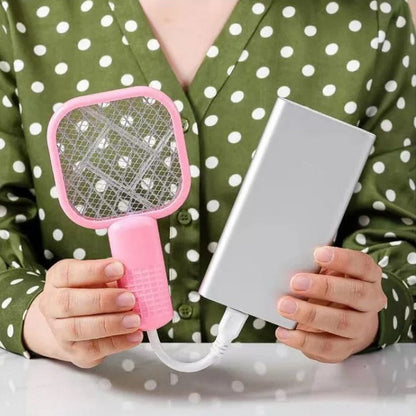 Electric Mini USB Mosquito Killer Racquet – 3-in-1 Zapper Lamp & Night Bulb | Portable Insect Catcher