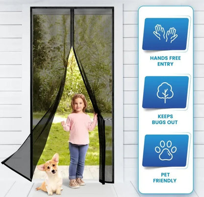 Magic Mesh Magnetic Mosquito Door Screen – 2 Panels, 20 Tacks & 12 Hooks | 83×39.5 Inches