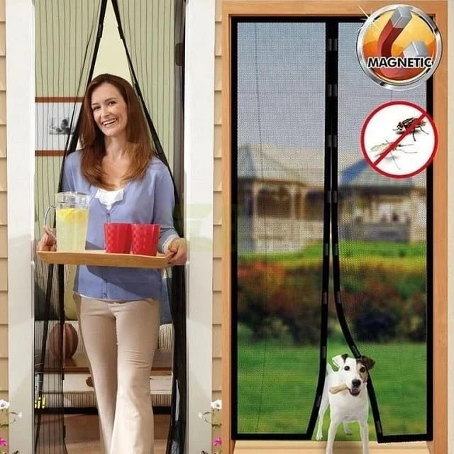 Magic Mesh Magnetic Mosquito Door Screen – 2 Panels, 20 Tacks & 12 Hooks | 83×39.5 Inches