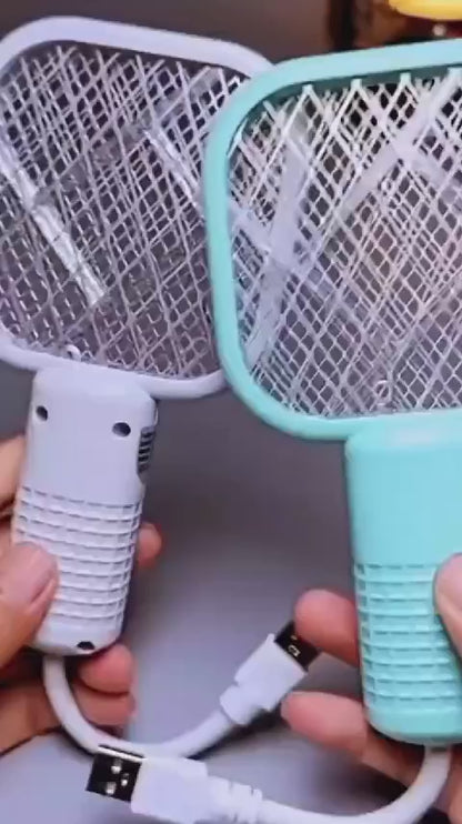 Electric Mini USB Mosquito Killer Racquet – 3-in-1 Zapper Lamp & Night Bulb | Portable Insect Catcher